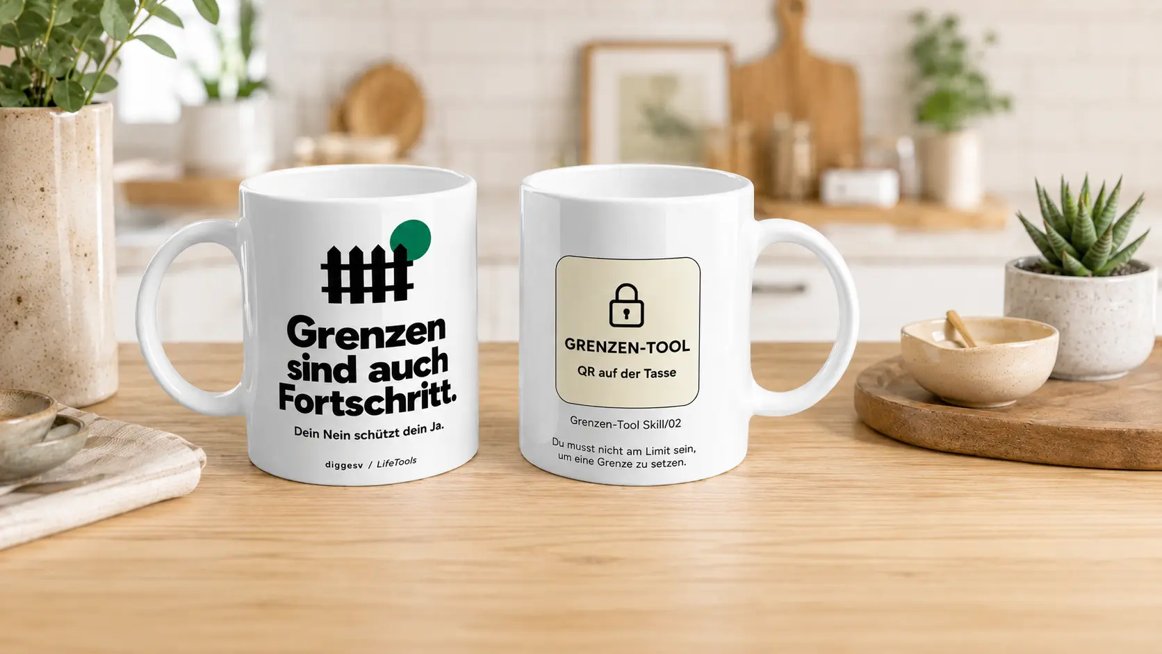 Bild 2: Grenzen-Tasse in Szene.